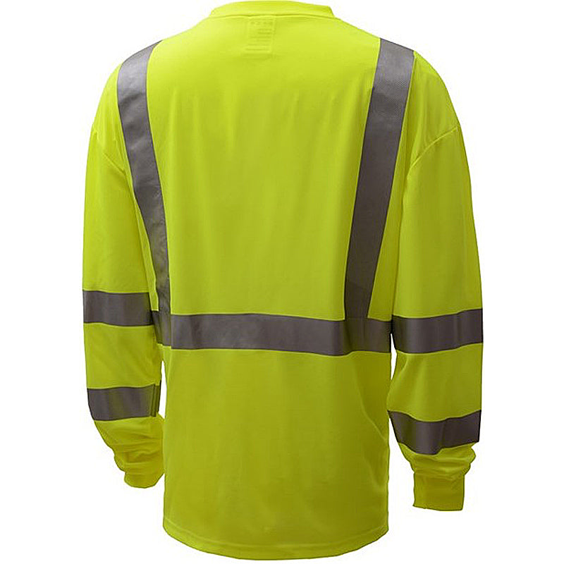 Standard Long Sleeve T-Shirt With Black Bottom and Reflective Tape Class 3 in Lime Back  View Image