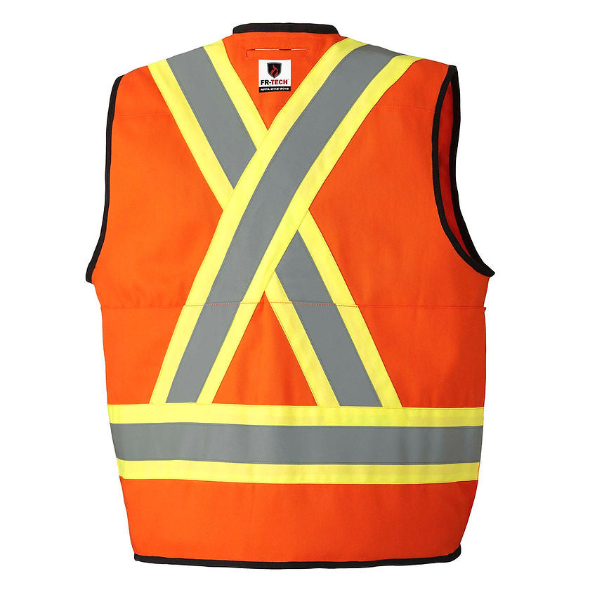 Surveyor Safety Vest Fr Arc Rated Orange Back View Image