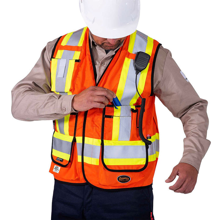 Surveyor Safety Vest Fr Arc Rated Orange Chest Pocket Detail Image