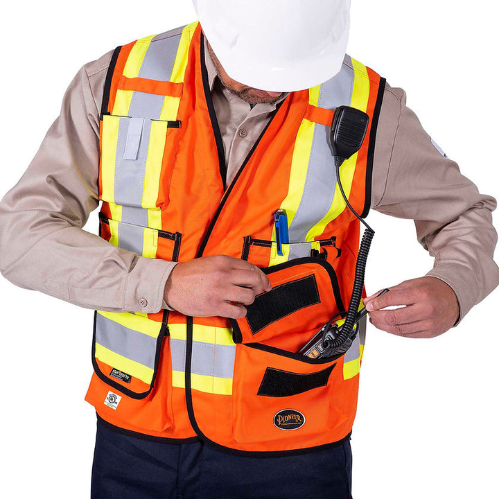 Surveyor Safety Vest Fr Arc Rated Orange Lower Pocket Detail Image