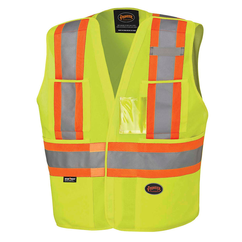 Tear-Away Safety Vest Hi-Vis Yellow Green Front View Image