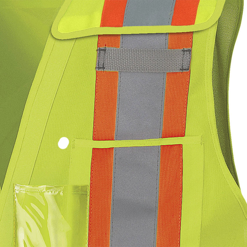 Tear-Away Safety Vest Hi-Vis Yellow Green Sealed Pocket Detail