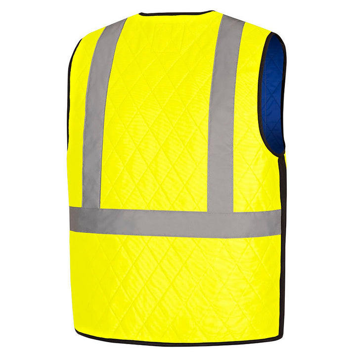 Thermostat Cooling Safety Vest Yellow Green Back View Image