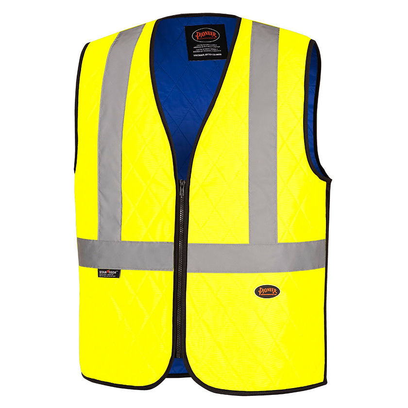Thermostat Cooling Safety Vest Yellow Green Front View Image