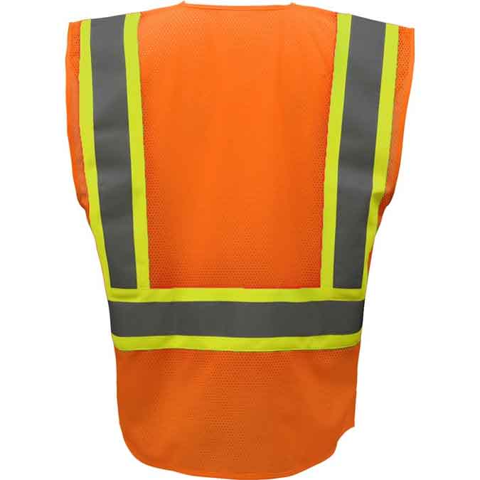 Two-Tone Mesh Safety Vests With Black Bottom Class 2 in Orange Back View Image