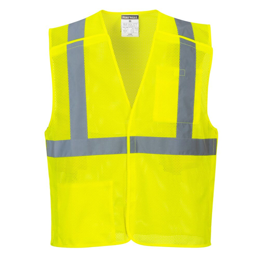 Vest-Port™ Economy Hi-Vis Breakaway Vest - Class 2 Closed in Hi-Vis Yellow Front View Image