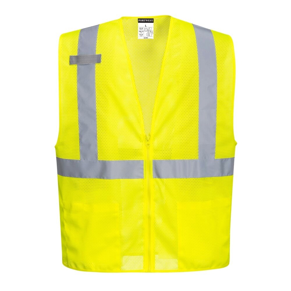 Vest-Port™ Economy Hi-Vis Band and Brace Zipped Vest - Class 2 in Hi-Vis Yellow Front View Image