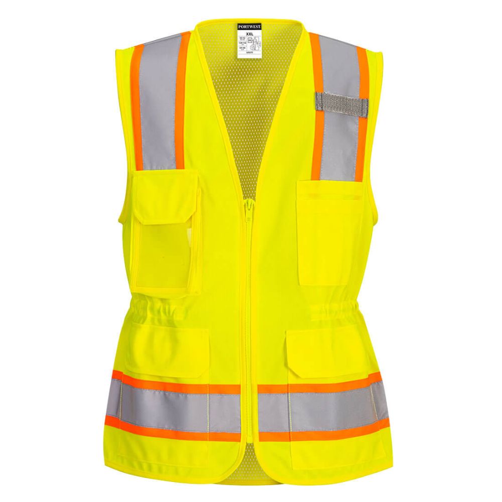 Vest-Port™ Hi-Vis Women's Executive Contrast Vest - Yellow Front View Image