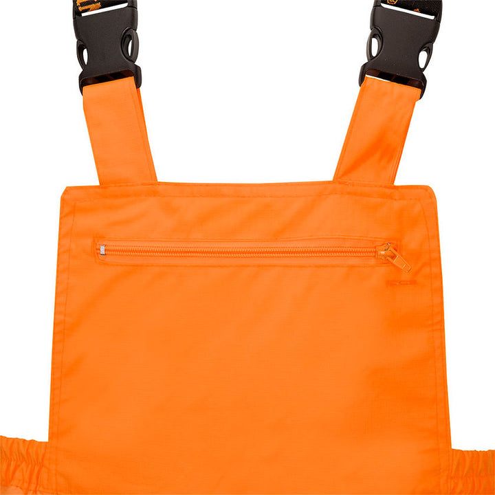 Waterproof Safety Bib Pants 300d Ripstop Orange Bib Detail Image