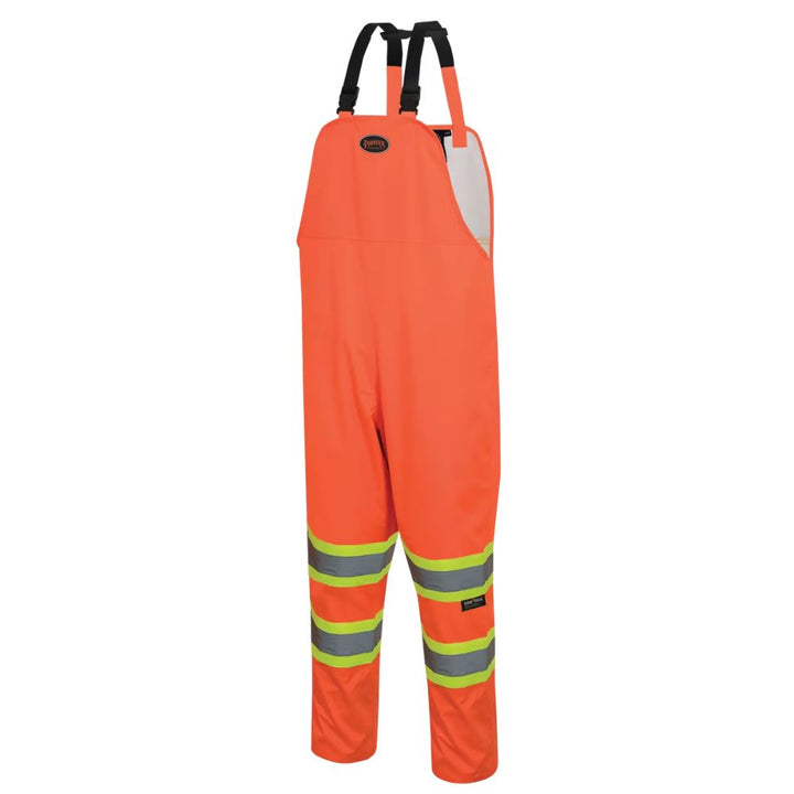 Waterproof Safety Bib Pants 300d Ripstop Orange Front View Image