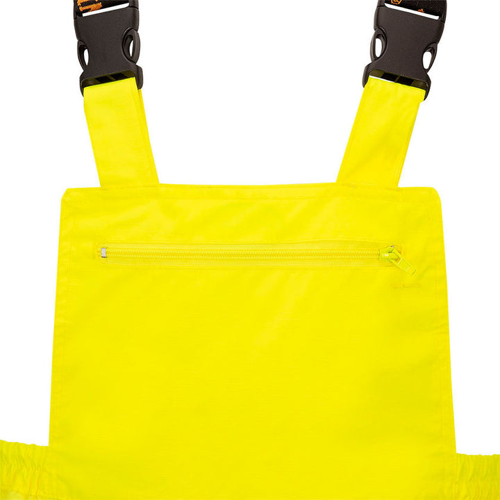 Waterproof Safety Bib Pants 300d Ripstop Yellow-Green Bib Detail Image