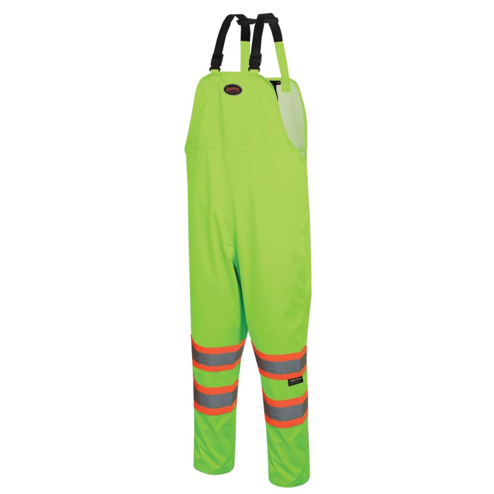 Waterproof Safety Bib Pants 300d Ripstop Yellow Green Front View Image