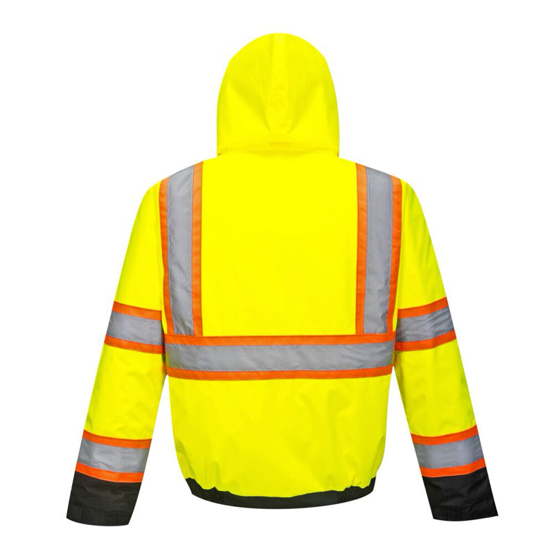 Winter Bomber Jacket in Hi-Vis Yellow Back View Image