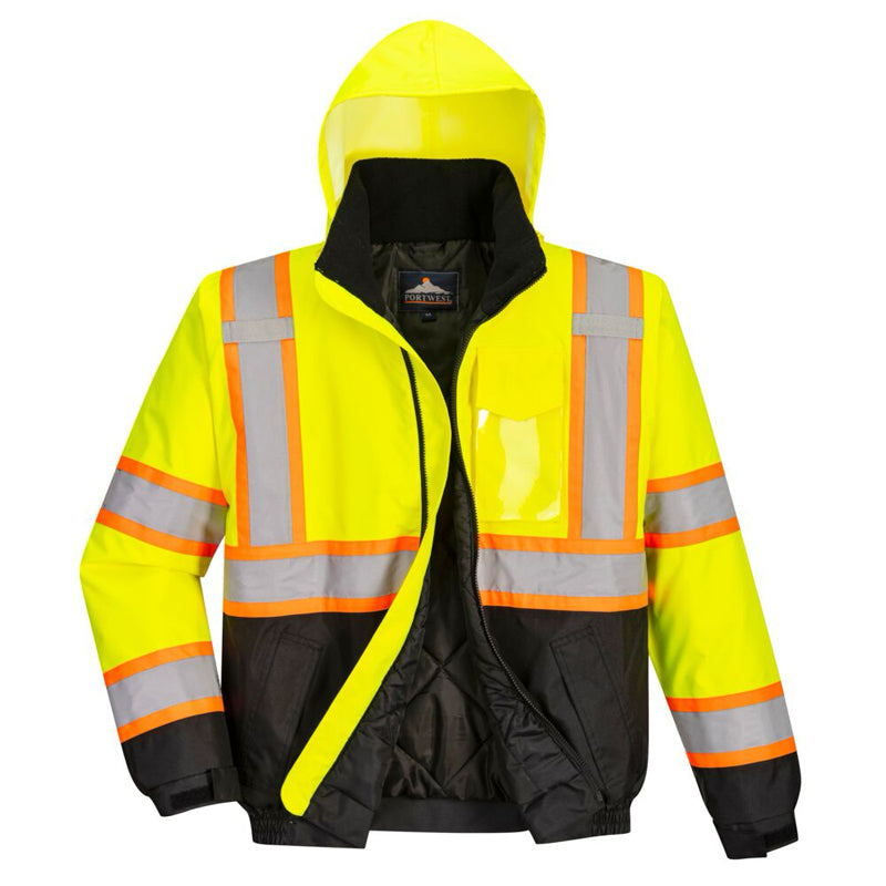 Winter Bomber Jacket in Yellow With Black Bottom Class 3 Inside View Image