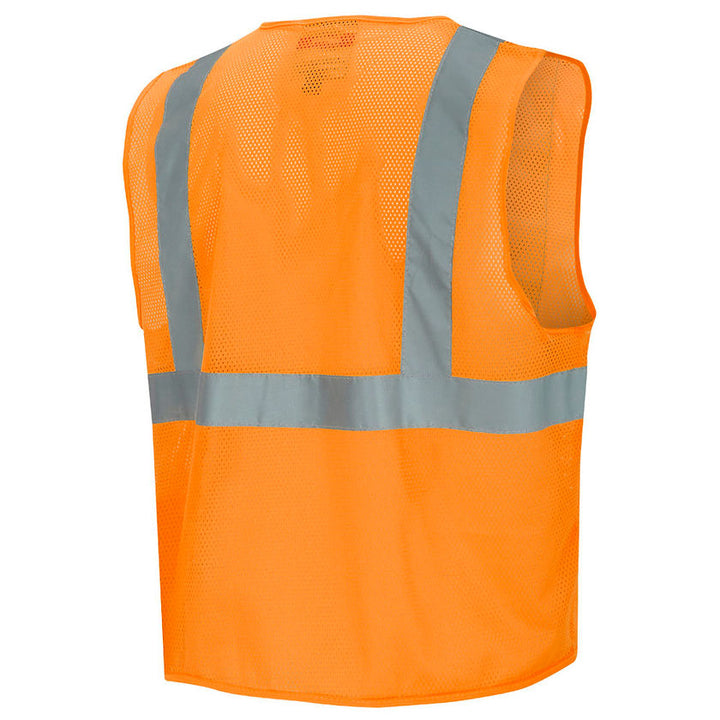 Zip Up Safety Vest Orange Back View Image