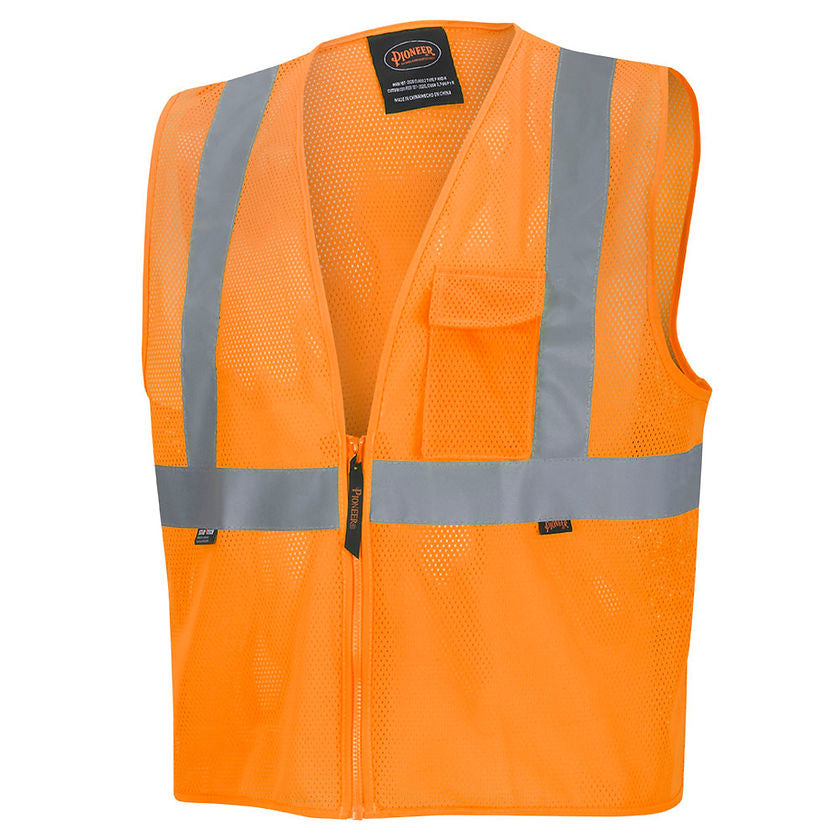 Zip Up Safety Vest Orange Front View  Image
