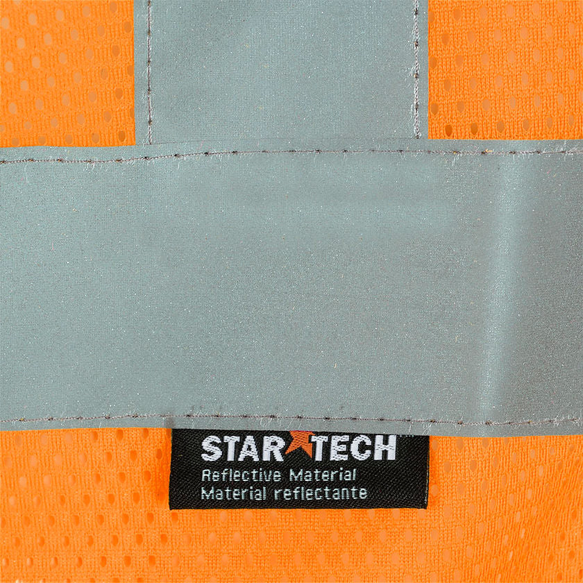 Zip Up Safety Vest Orange Reflective Tape Detail Image
