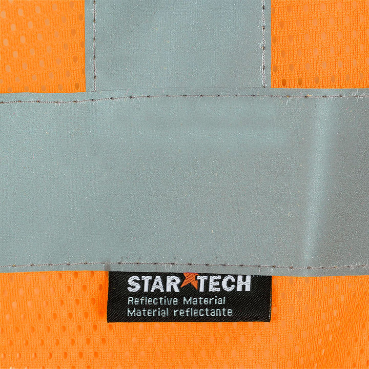 Zip Up Safety Vest Orange Reflective Tape Detail Image