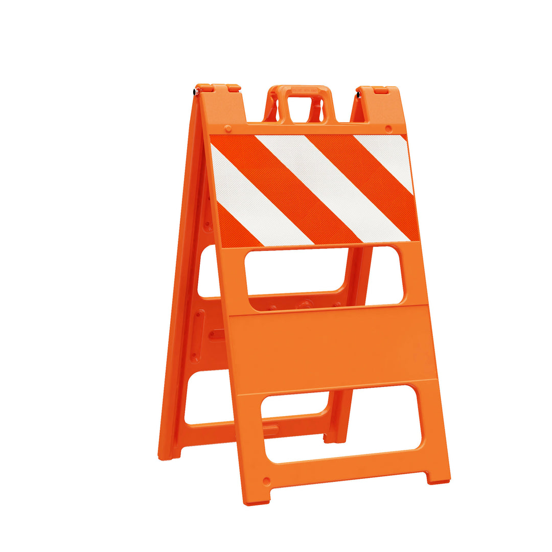 Plasticade Traffic Control Barricade in Orange with 12 in. Diamond Grade Striped Sheeting Image