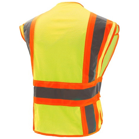 Standard Expandable Break Away Vests - Class 2 in Lime Back View Image