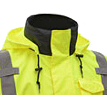 3-in-1 Waterproof Bombers With New Removable Fleece - Class 3 in Lime Collar Close Up View Image