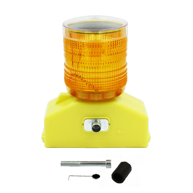 360 Degree Solar Powered Hazard Light Box Base Type D With Hardware Amber Lens Image