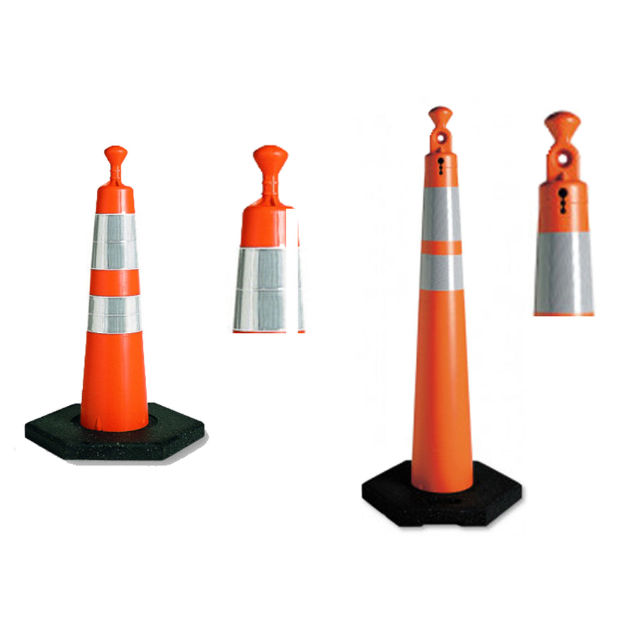 Grabber Safety Cones 28 in. (T) and 42 in. (T) with Two Collars and Rubber Base Image