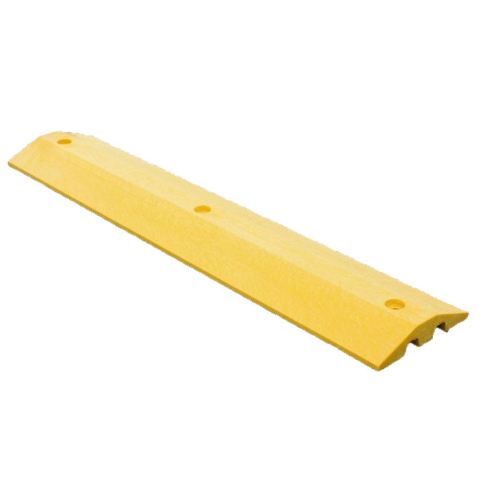 Standard Plastic Speed Bump with Channels in Yellow Four foot Long with Three Holes Image