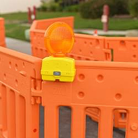 ADA Wall in Orange with Barricade Light and Two Recessed Areas for Reflective Sheeting Image