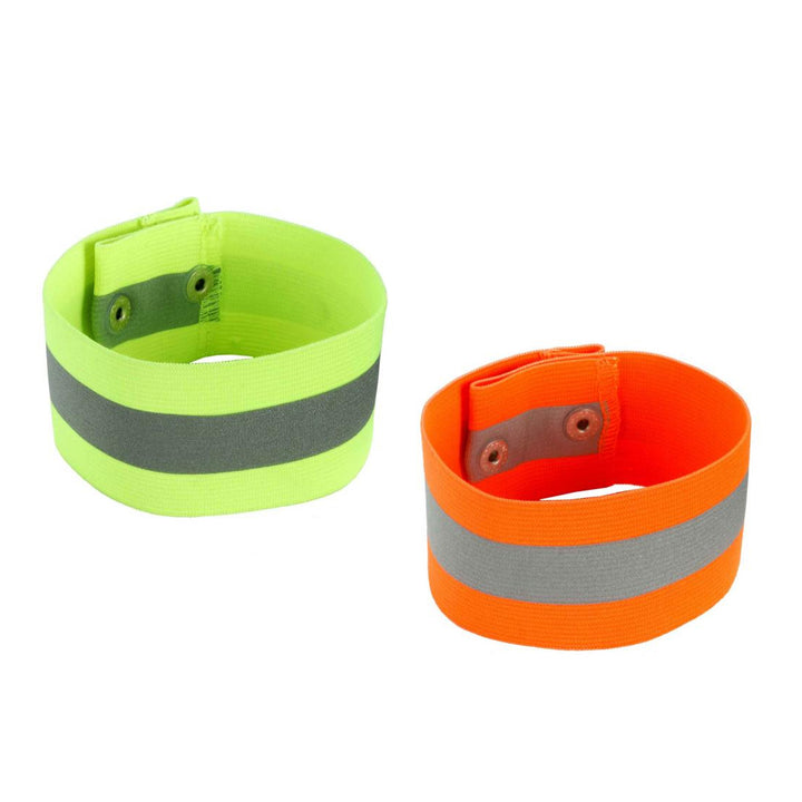 Hi Viz Arm/Leg Bands With Snap Closure in Lime Green and Orange Image