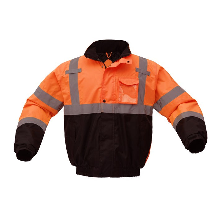 Bomber Jacket Waterproof Quilt Lined Class 3 Orange With Black Front View Image