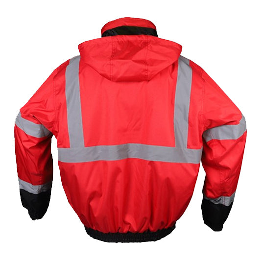 Bomber Jackets Waterproof Quilt-Lined Multi-Color Non-ANSI in Red Back View Image