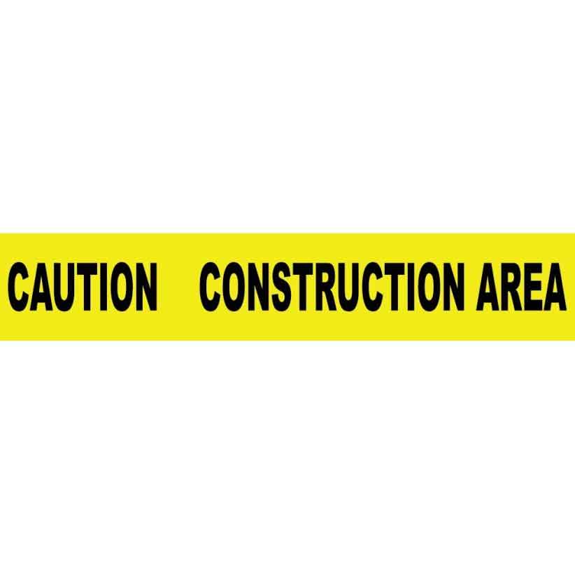 Caution Construction Area Yellow Barricade Tape with Printed Legends Detail  Image