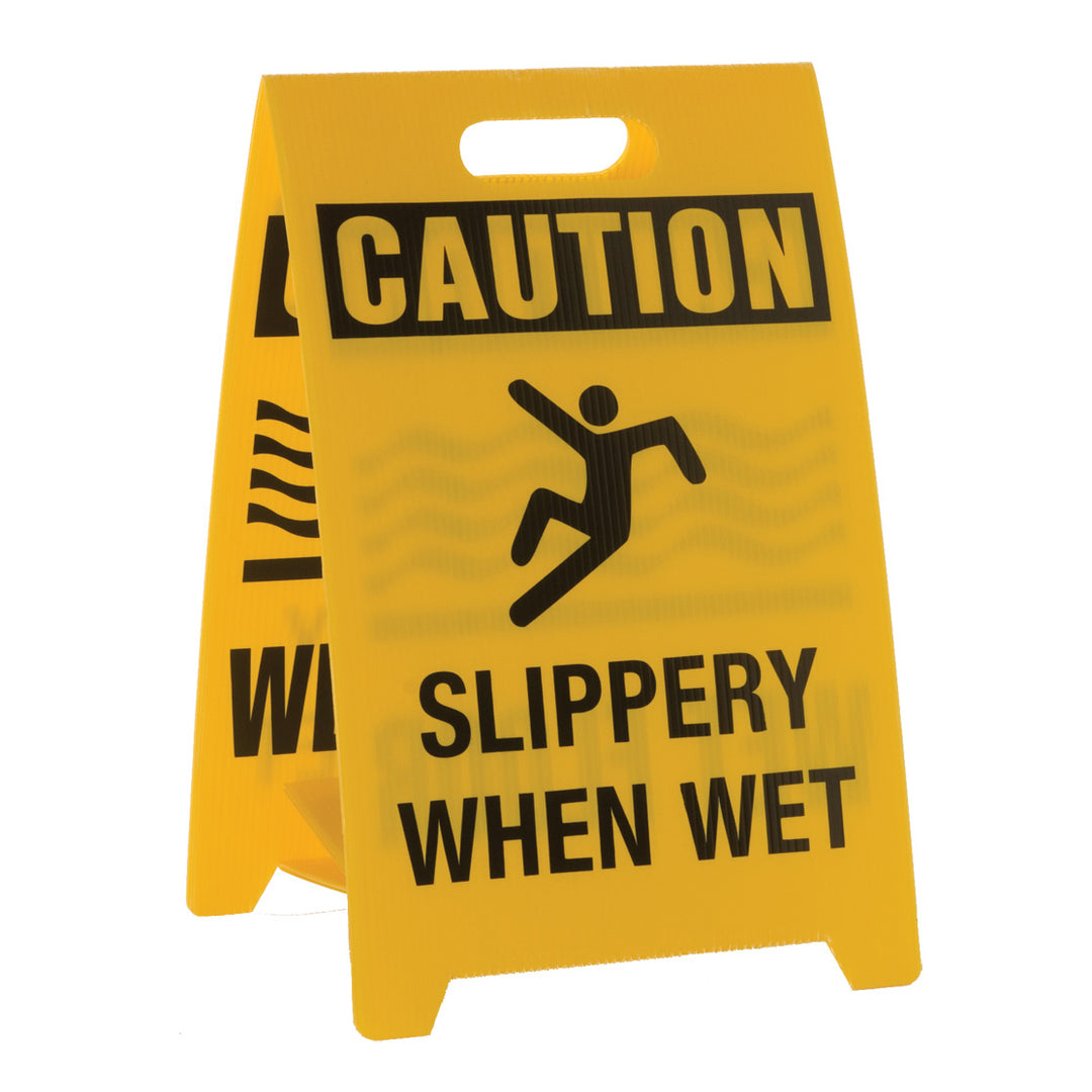 Caution Slippery When Wet Plastic Sign Image