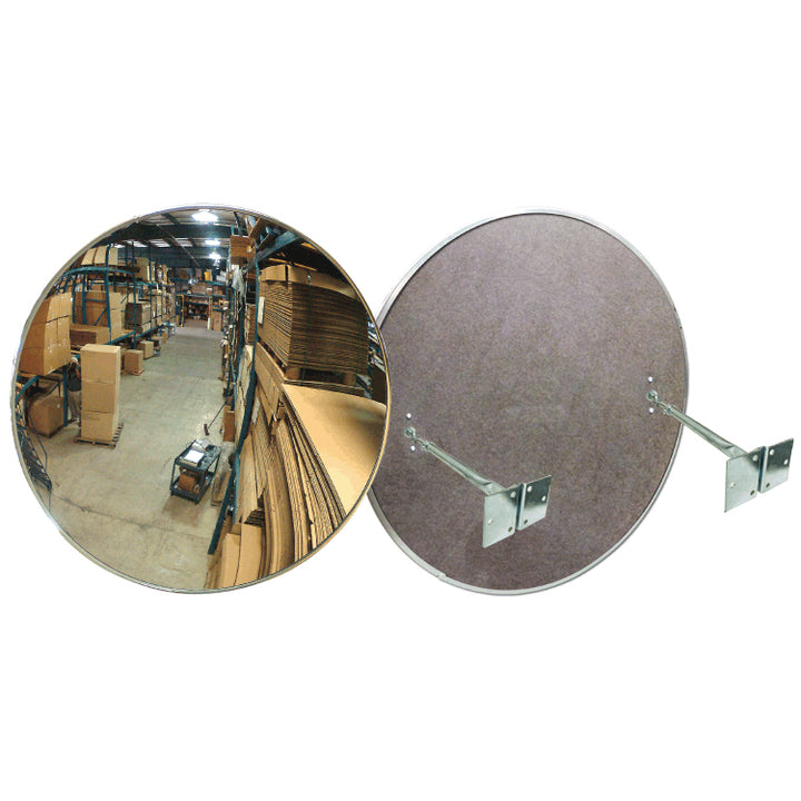 Circular Convex Safety Mirror Indoor Hardboard Back With Double Telescopic Brackets Image