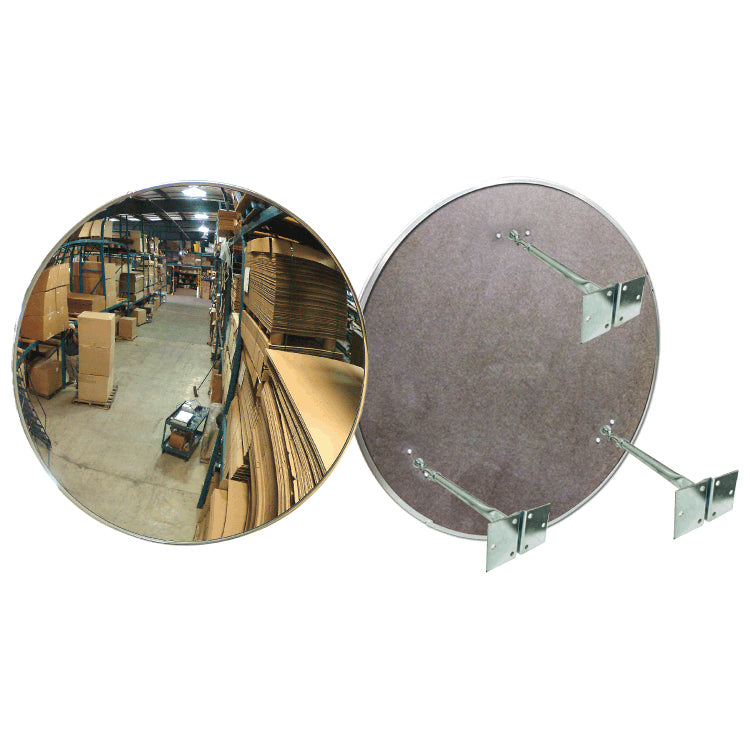 Circular Convex Safety Mirror Indoor Hardboard Back With Triple Telescopic Brackets Image