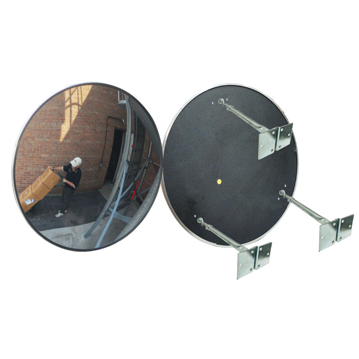 Circular Convex Safety Mirror Outdoor Acrylic Lens - Plastic Back With Triple Telescopic Brackets Image