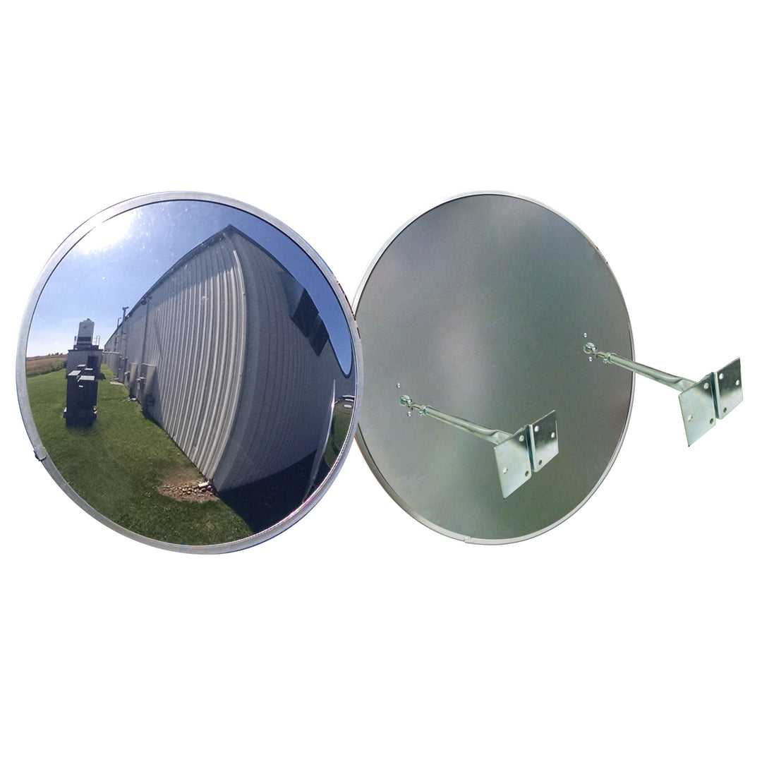 Circular Convex Safety Mirror Outdoor Polycarbonate - Plastic Back With Double Telescopic Brackets Image