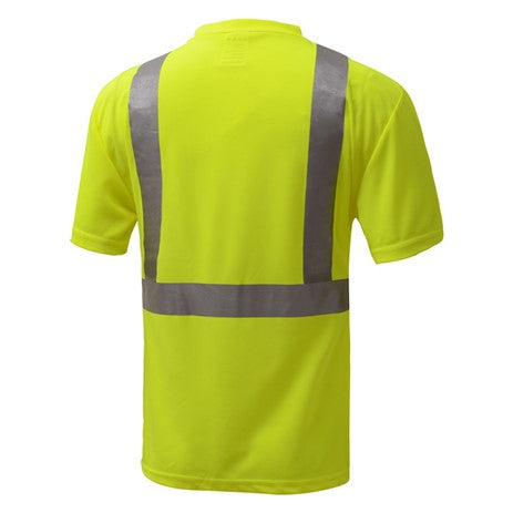 Class 2 High Visibility T-Shirt Lime Green With Reflective Tape Back View Image