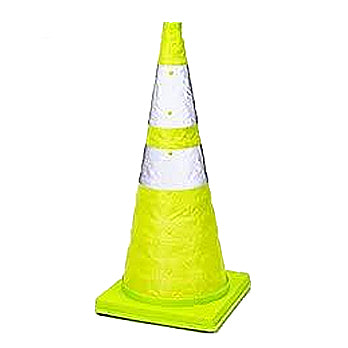 Collapsible Traffic Safety Cones Lime Green with 6 in. Upper Collar and 4 in. Lower Collar Image