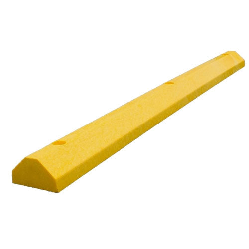 Compact Solid Parking Block in Yellow Six Feet Long with Three Holes Image