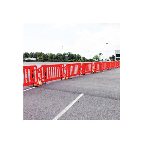 Crowdcade Interlocking Pedestrian Barrier Orange in Use Image