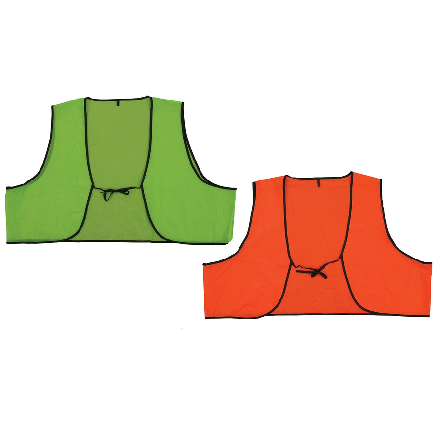 Disposable Safety Vests in Green and Orange Front View Image