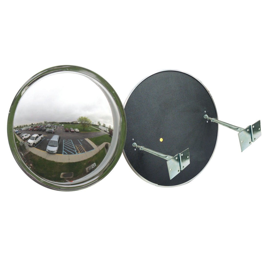 Domevex Wide View Convex Mirror Outdoor Plastic Backing With Double Telescopic Brackets Image