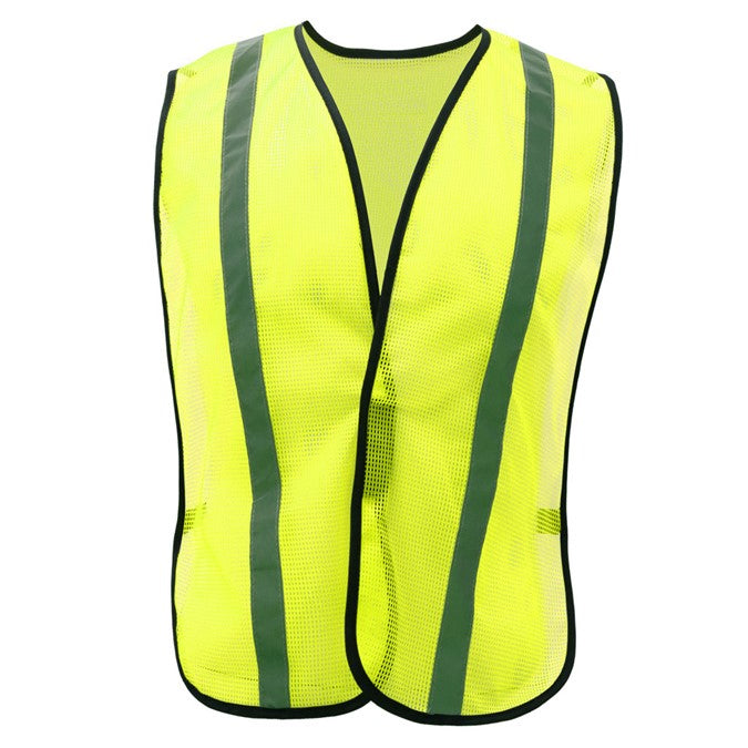 Economy Vest With Elastic Non-Ansi Lime Green With Silver Tape Image