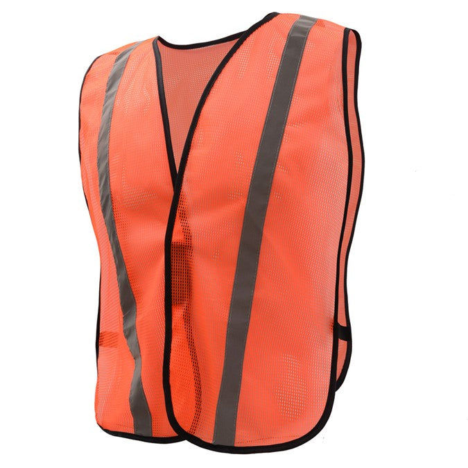 Economy Vest With Elastic Non-Ansi Orange With Silver Tape Front View Image