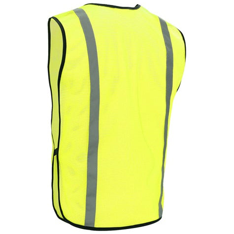 Economy Vests With Elastic Non-ANSI in Lime Back View Image