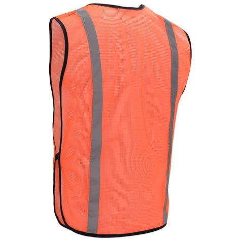 Economy Vests With Elastic Non-ANSI in Orange Back View Image