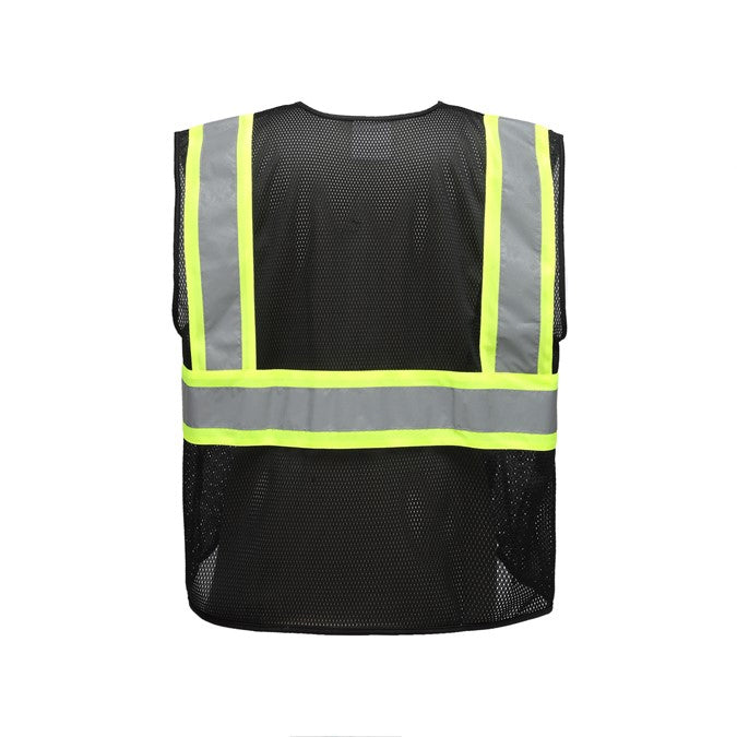 Enhanced Visibility Multi-Color Vest in Black Back View Image