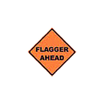 Flagger Ahead Mesh Roll-Up Sign Safety Orange and Black Image